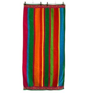 Cecil Saydah Towel Vintage Beach Towel Colorful Striped 28" x 56" Pool Summer